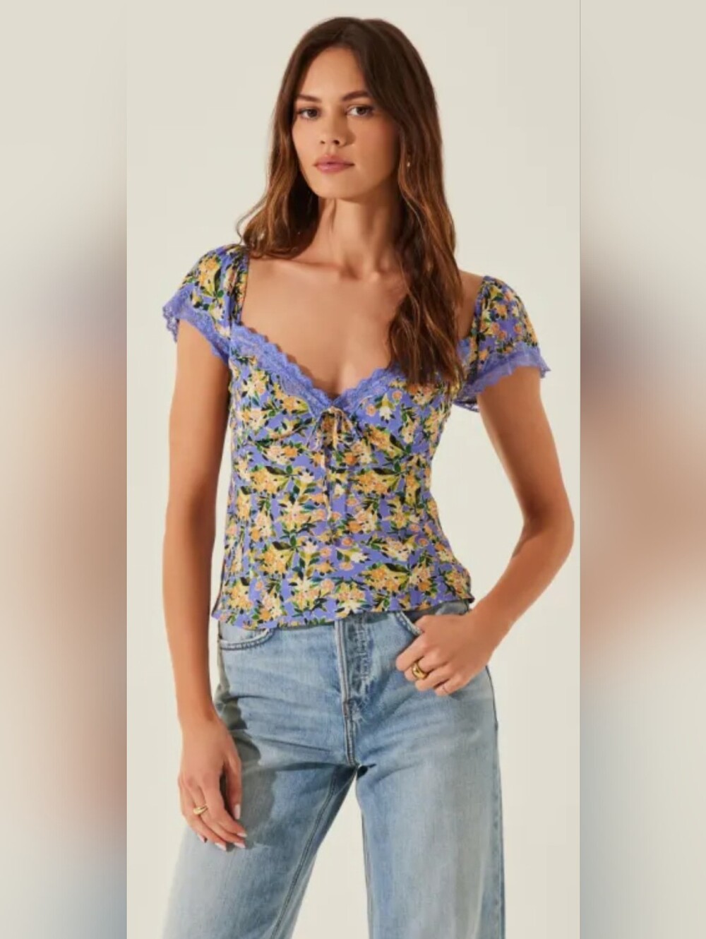 NWOT! ASTR The Label Anthro Women's Boho Lace Floral Fall Babydoll Top Small